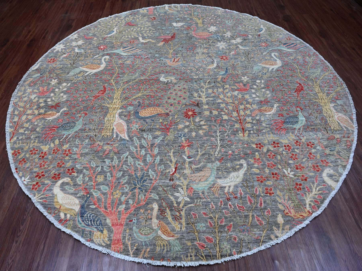 Peshawar Oushak hand-knotted wool rug in Gray, 9'8" x 9'9" — SKU O089908 (view 2)