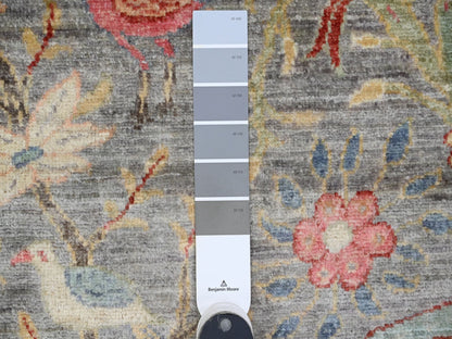 Grey 9'8" x 9'9" Oushak And Peshawar Hand knotted Wool Rug - Sku: O089908