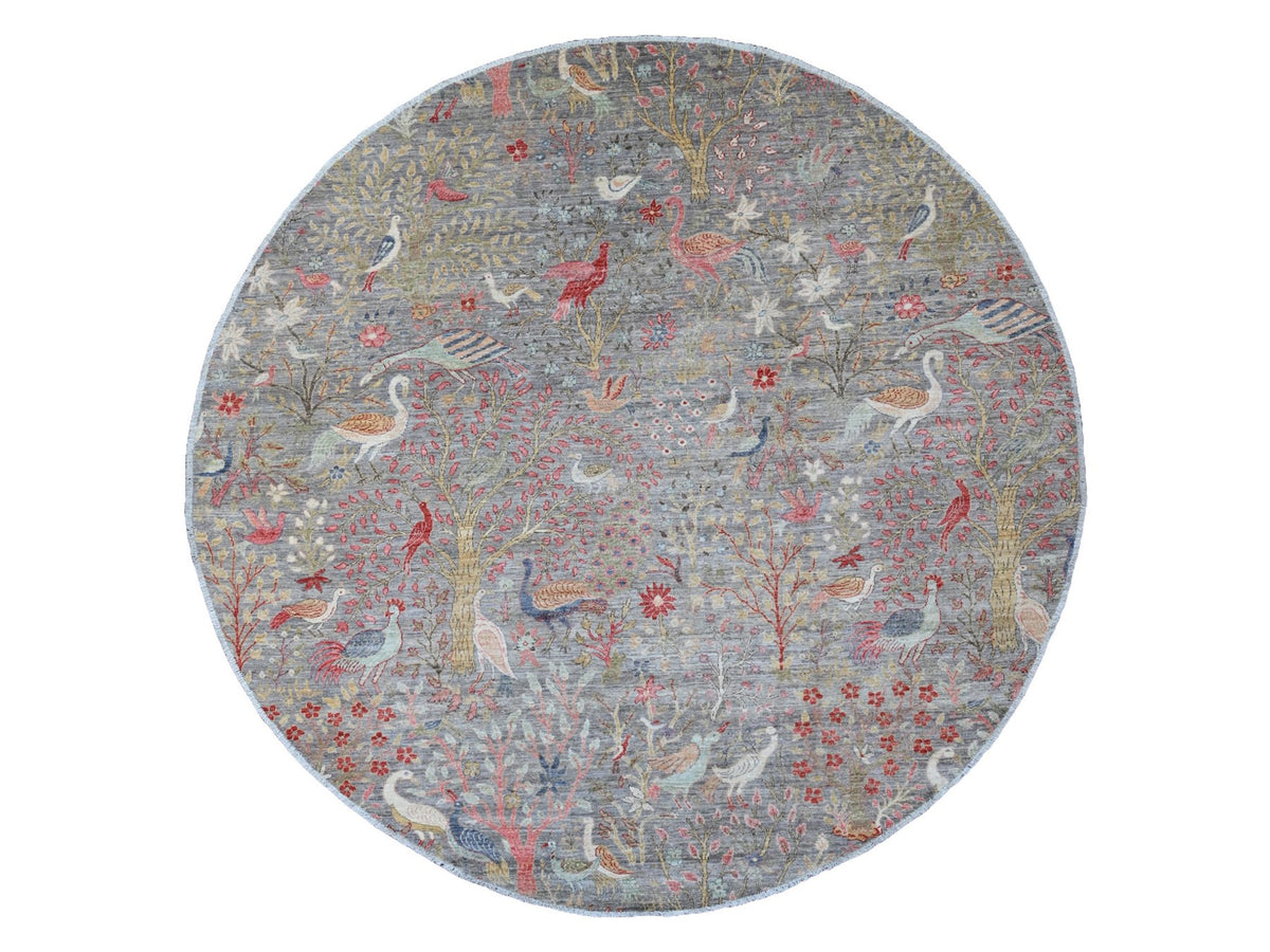 Peshawar Oushak hand-knotted wool rug in Gray, 9'6" x 9'9" — SKU O089909