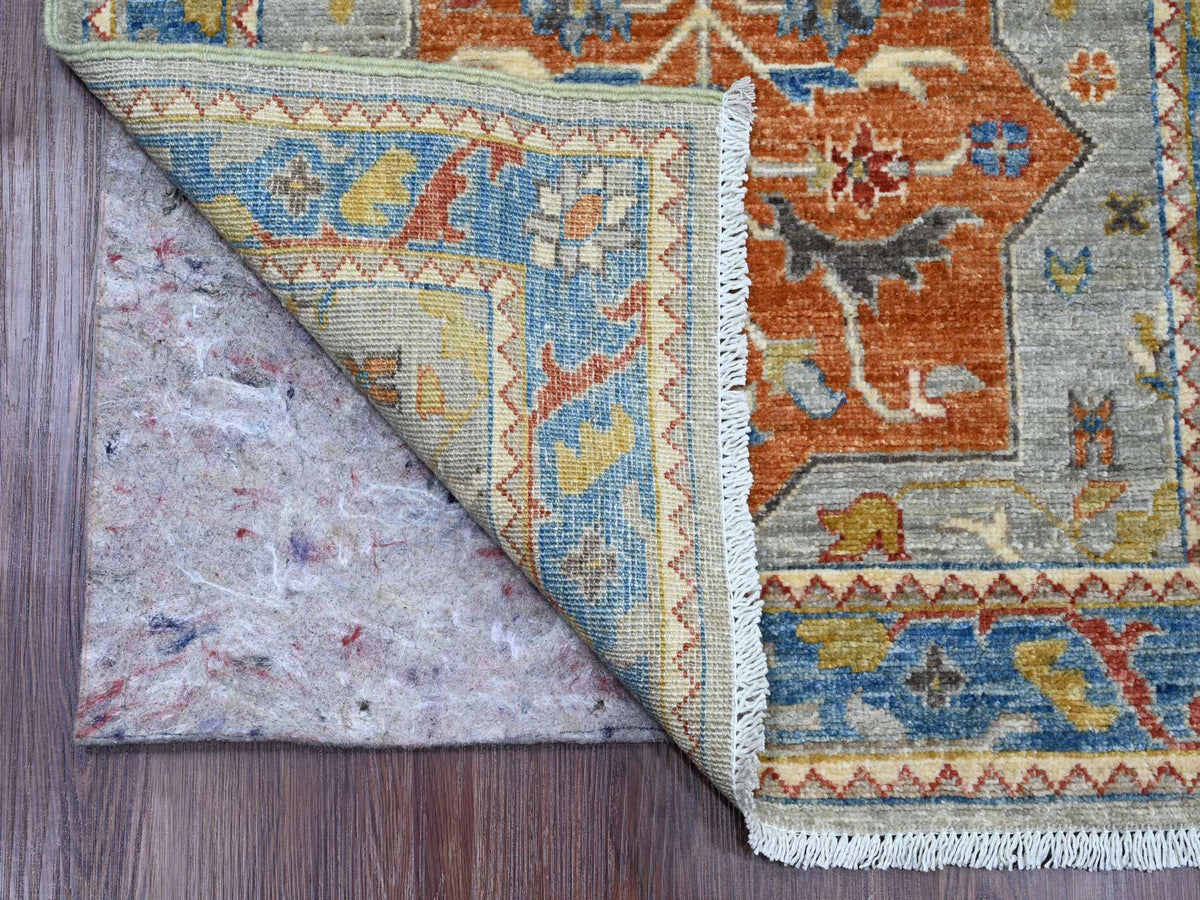 Peshawar Oushak hand-knotted wool runner in Gray & Blue, 2'7" x 10'2" — SKU O089912 (view 2)