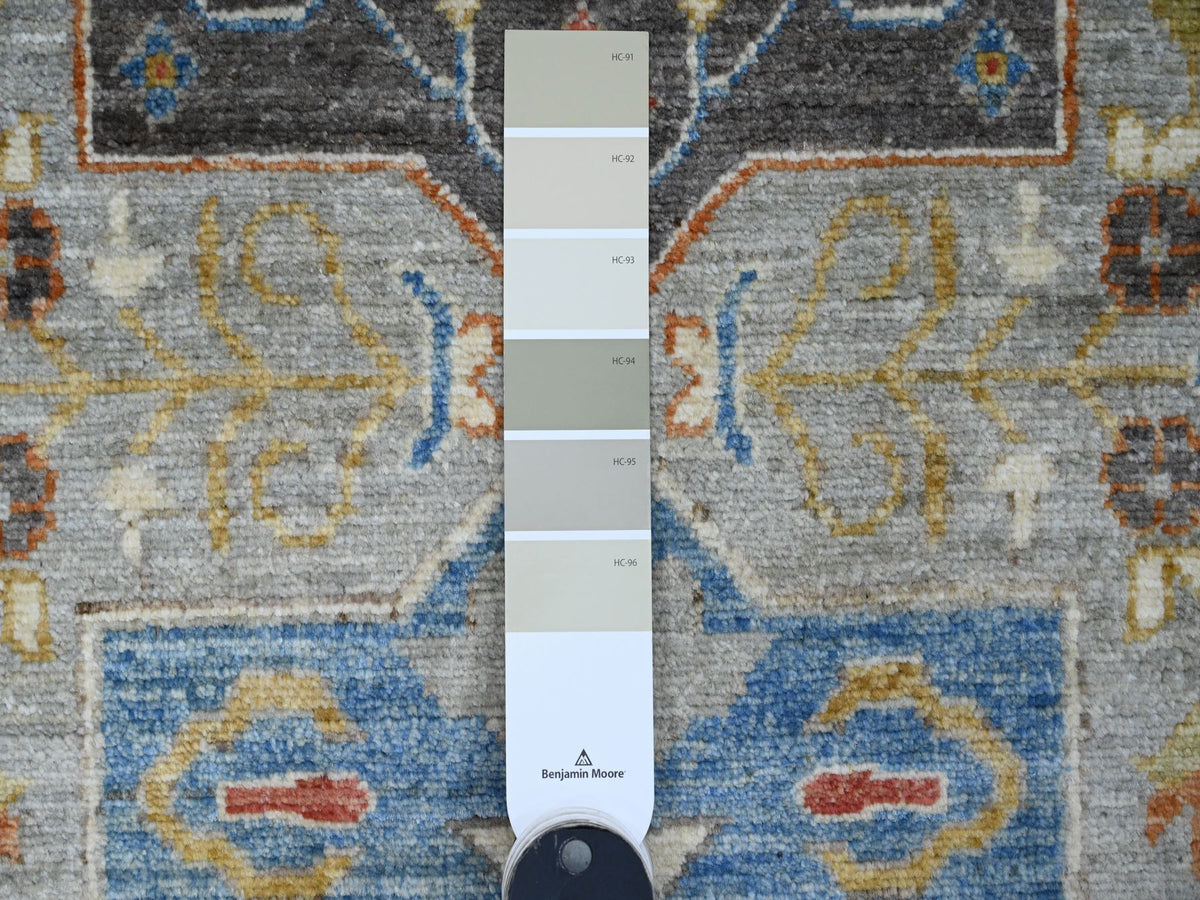 Peshawar Oushak hand-knotted wool runner in Gray & Blue, 2'7" x 10'2" — SKU O089912 (view 3)