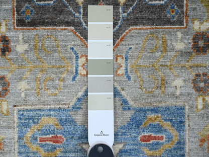 Peshawar Oushak hand-knotted wool runner in Gray & Blue, 2'7" x 10'2" — SKU O089912 (view 3)