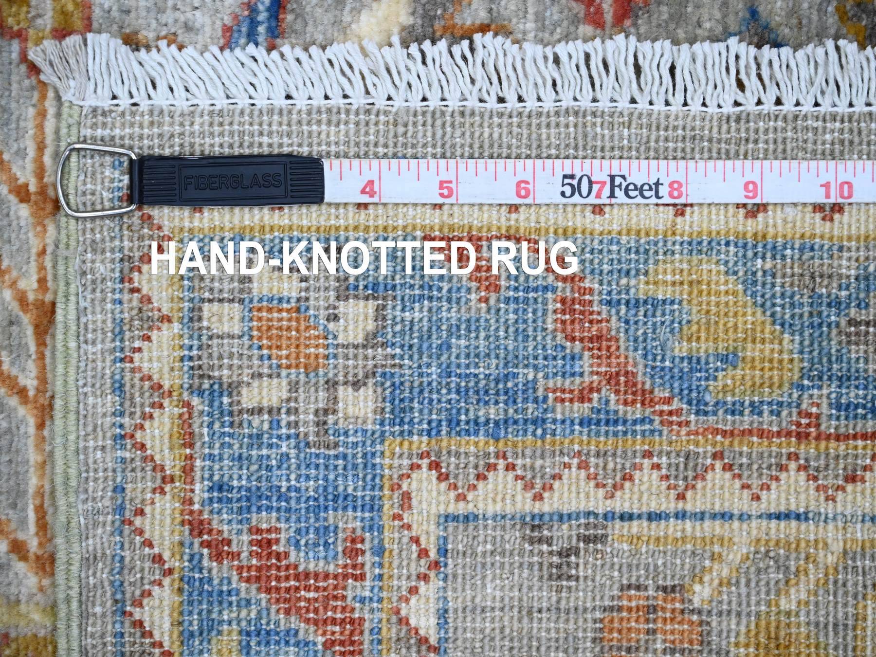 Peshawar Oushak hand-knotted wool runner in Gray & Blue, 2'7" x 10'2" — SKU O089912 (view 6)