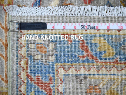 Peshawar Oushak hand-knotted wool runner in Gray & Blue, 2'7" x 10'2" — SKU O089912 (view 6)