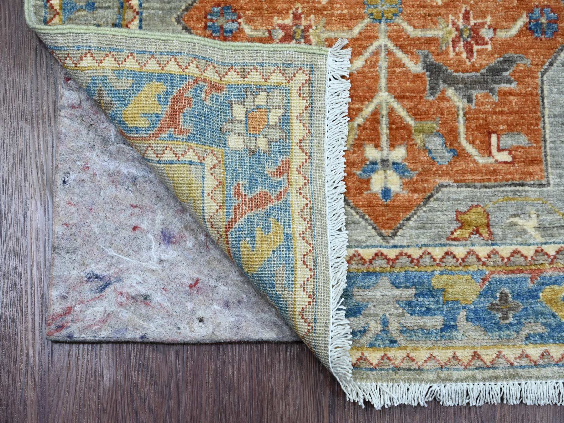 Peshawar Oushak hand-knotted wool runner in Gray & Blue, 2'7" x 10'2" — SKU O089917 (view 2)