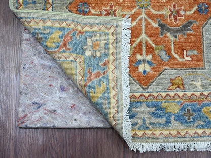 Peshawar Oushak hand-knotted wool runner in Gray & Blue, 2'7" x 10'2" — SKU O089917 (view 2)
