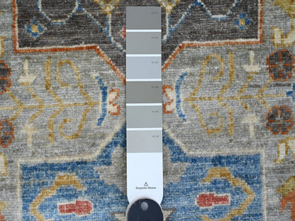 Peshawar Oushak hand-knotted wool runner in Gray & Blue, 2'7" x 10'2" — SKU O089917 (view 3)