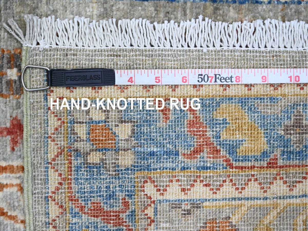 Peshawar Oushak hand-knotted wool runner in Gray & Blue, 2'7" x 10'2" — SKU O089917 (view 6)