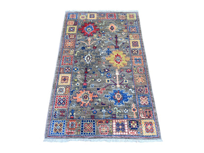 Mahal Oushak hand-knotted wool rug in Gray, 3'1" x 4'11" — SKU O089918