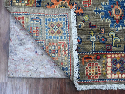 Grey 3'1" x 4'11" Oushak And Peshawar Hand knotted Wool Rug - Sku: O089918