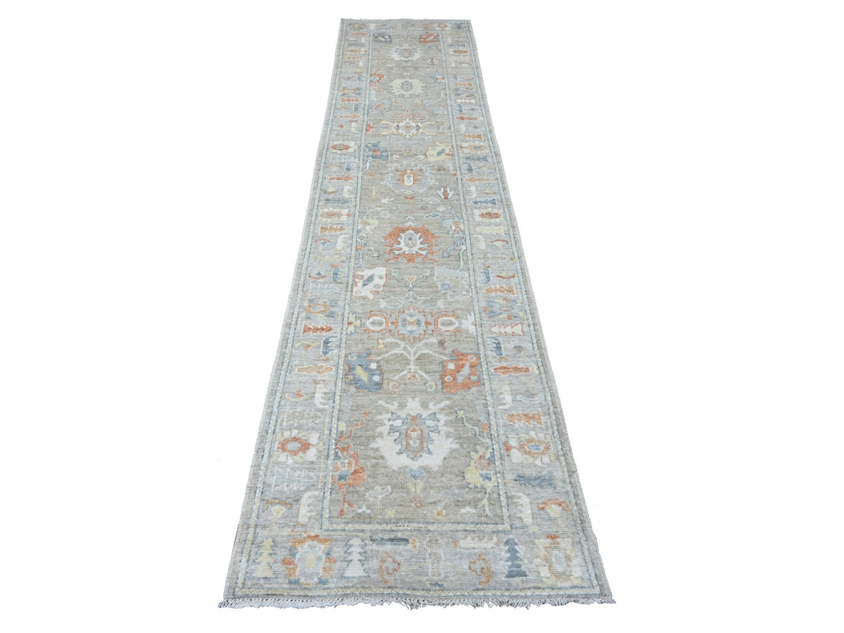 Oushak Oushak hand-knotted wool runner in Gray, 2'8" x 11'8" — SKU O089922