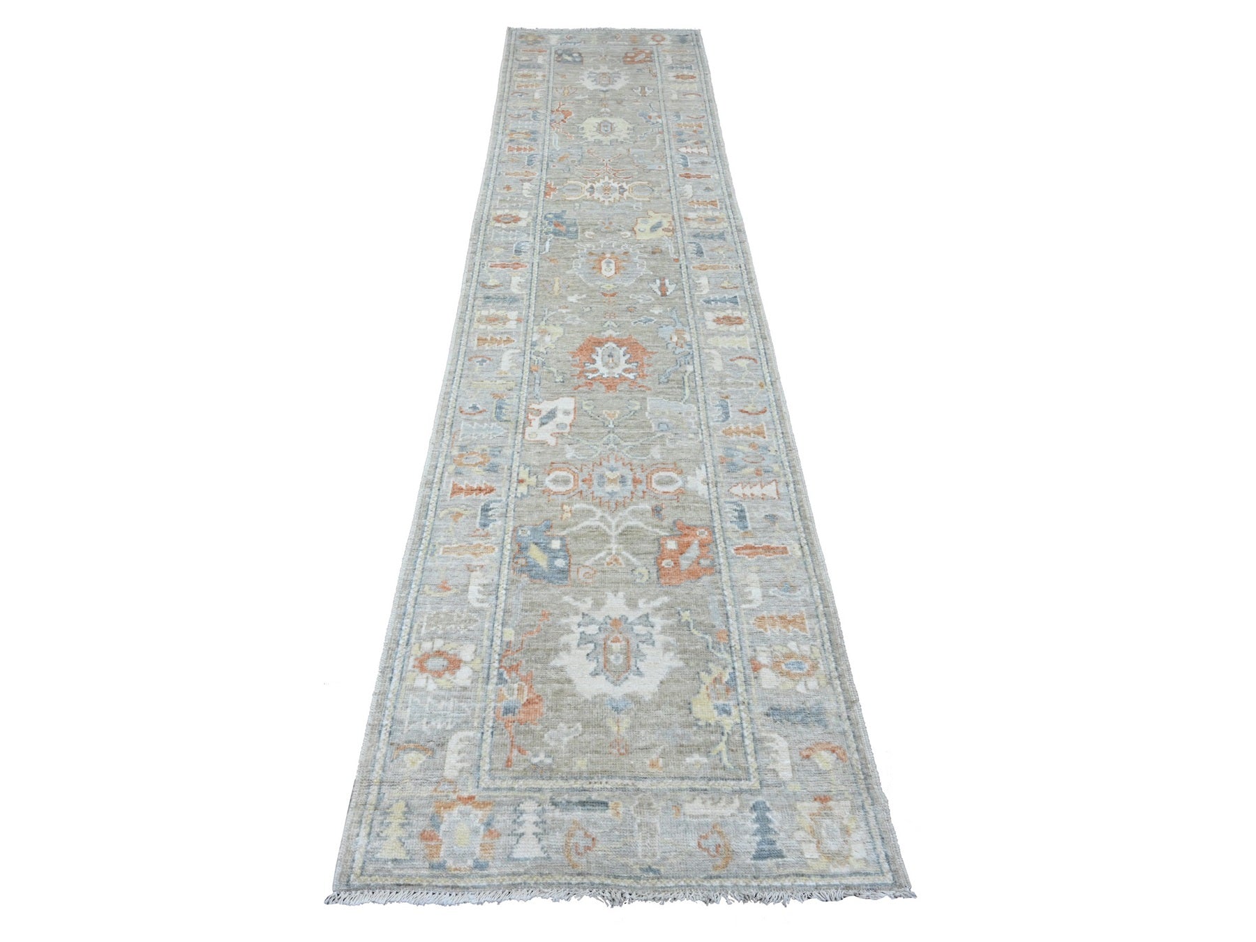 Oushak Oushak hand-knotted wool runner in Gray, 2'8" x 11'8" — SKU O089922