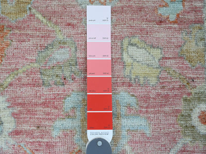 Pink 2'9" x 9'5" Oushak / Peshawar Hand knotted Wool Rug - Sku: O089925