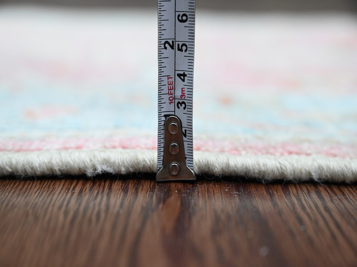 Oushak Oushak hand-knotted wool runner in Pink & Light Blue, 2'9" x 9'5" — SKU O089925 (view 5)
