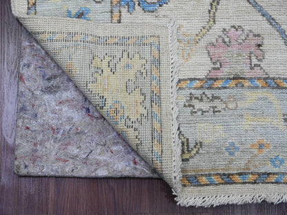 Ivory 3'0" x 10'1" Oushak And Peshawar Hand knotted Wool Rug - Sku: O089926