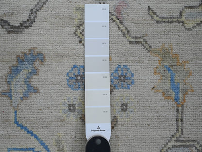 Ivory 3'0" x 10'1" Oushak And Peshawar Hand knotted Wool Rug - Sku: O089926