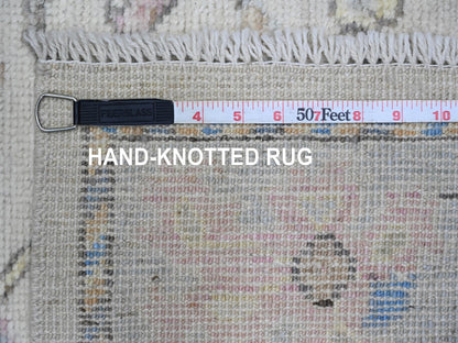 Ivory 3'0" x 10'1" Oushak And Peshawar Hand knotted Wool Rug - Sku: O089926