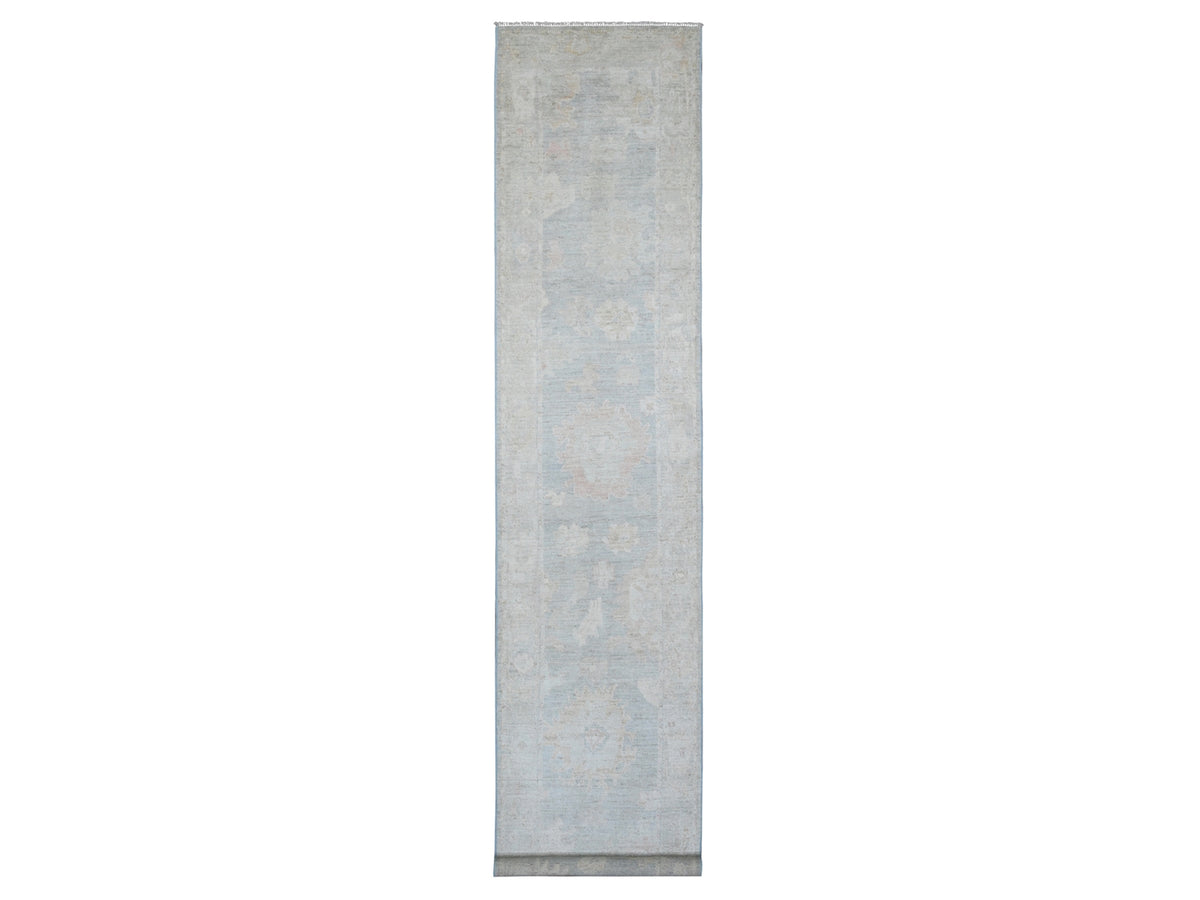 Oushak Oushak hand-knotted wool runner in Gray, 3'1" x 15'6" — SKU O089928