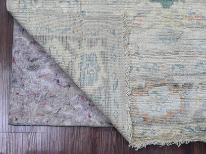 Grey 3'1" x 10'0" Oushak And Peshawar Hand knotted Wool Rug - Sku: O089930