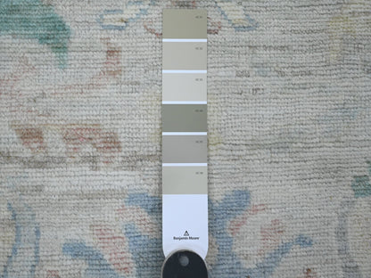 Grey 3'1" x 10'0" Oushak And Peshawar Hand knotted Wool Rug - Sku: O089930