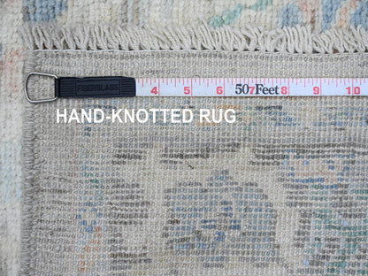 Grey 3'1" x 10'0" Oushak And Peshawar Hand knotted Wool Rug - Sku: O089930