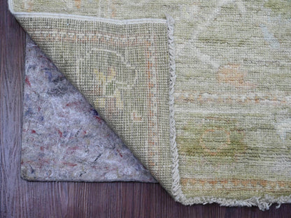 Green 2'9" x 9'11" Oushak / Peshawar Hand knotted Wool Rug - Sku: O089937