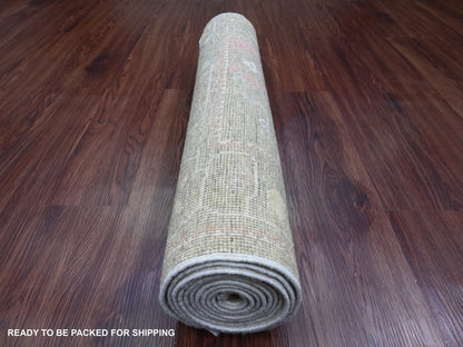 Green 2'9" x 9'11" Oushak / Peshawar Hand knotted Wool Rug - Sku: O089937