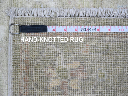 Green 2'9" x 9'11" Oushak / Peshawar Hand knotted Wool Rug - Sku: O089937