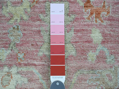 Oushak Oushak hand-knotted wool runner in Pink & Light Blue, 2'9" x 9'7" — SKU O089939 (view 3)