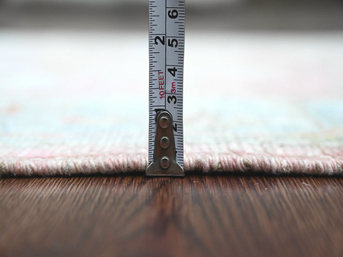 Oushak Oushak hand-knotted wool runner in Pink & Light Blue, 2'9" x 9'7" — SKU O089939 (view 5)