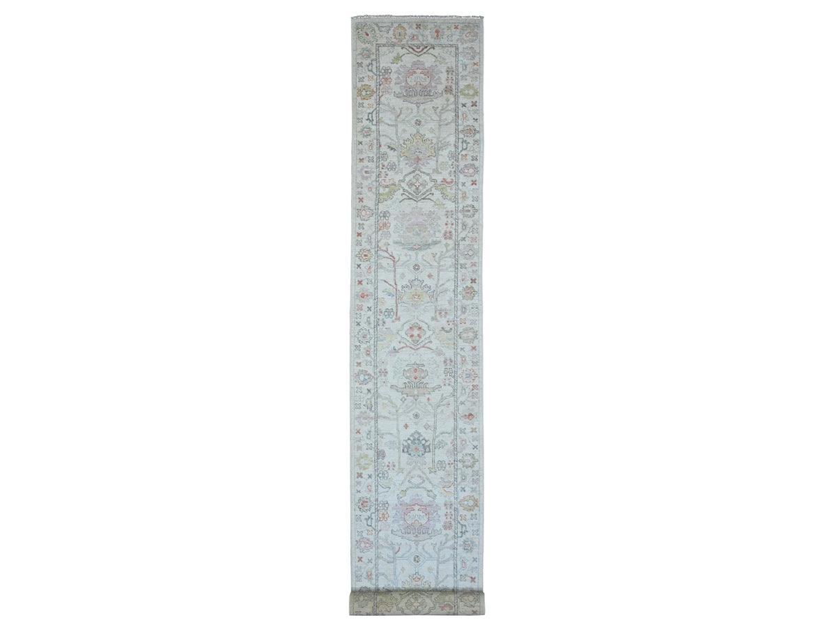 Oushak Oushak hand-knotted wool runner in Ivory, 3' x 22'5" — SKU O089944