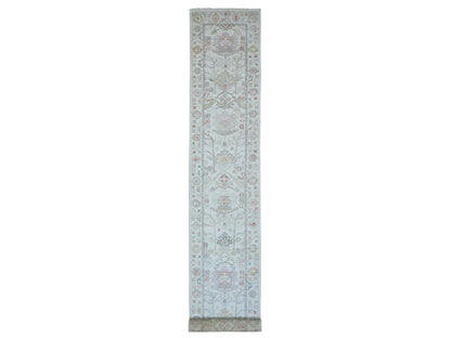 Oushak Oushak hand-knotted wool runner in Ivory, 3' x 22'5" — SKU O089944