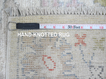 Ivory 3'0" x 22'5" Oushak And Peshawar Hand knotted Wool Rug - Sku: O089944