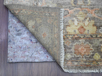 Brown 3'2" x 23'7" Oushak / Peshawar Hand knotted Wool Rug - Sku: O089950