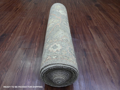 Brown 3'2" x 23'7" Oushak / Peshawar Hand knotted Wool Rug - Sku: O089950