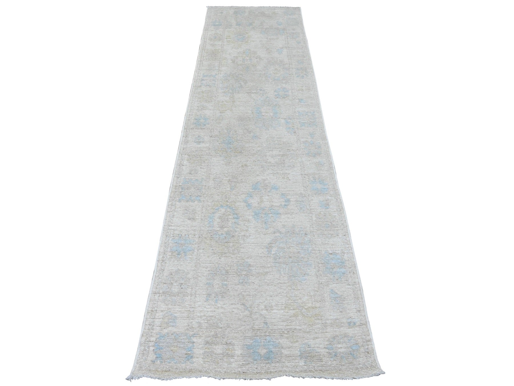 Oushak Oushak hand-knotted wool runner in Ivory, 2'7" x 9'10" — SKU O089957