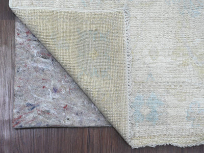Ivory 2'7" x 9'10" Oushak And Peshawar Hand knotted Wool Rug - Sku: O089957