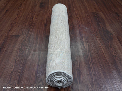 Ivory 2'7" x 9'10" Oushak And Peshawar Hand knotted Wool Rug - Sku: O089957