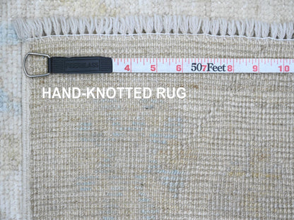Ivory 2'7" x 9'10" Oushak And Peshawar Hand knotted Wool Rug - Sku: O089957