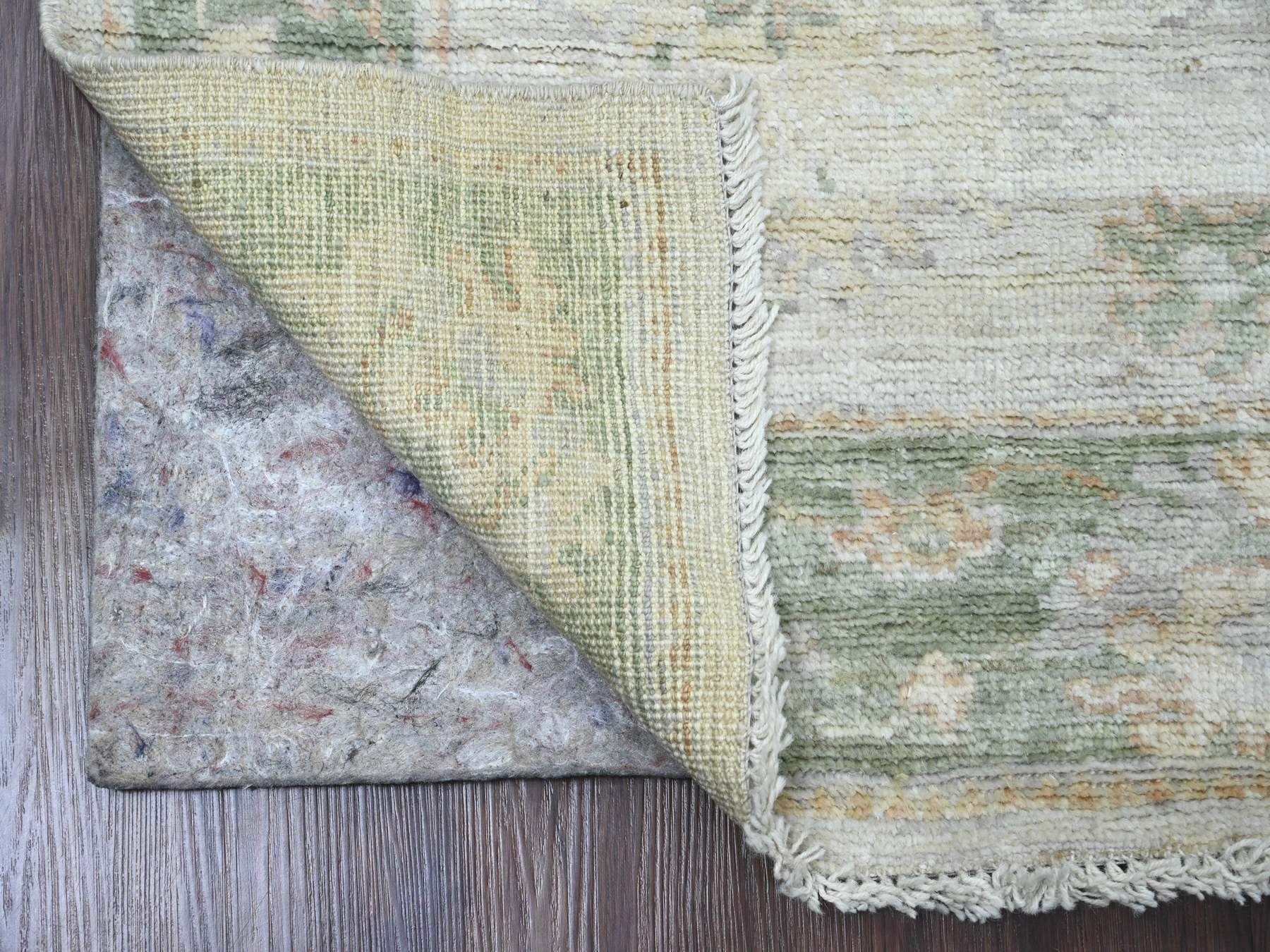 Oushak Oushak hand-knotted wool runner in Ivory & Green, 2'8" x 7'11" — SKU O089958 (view 2)