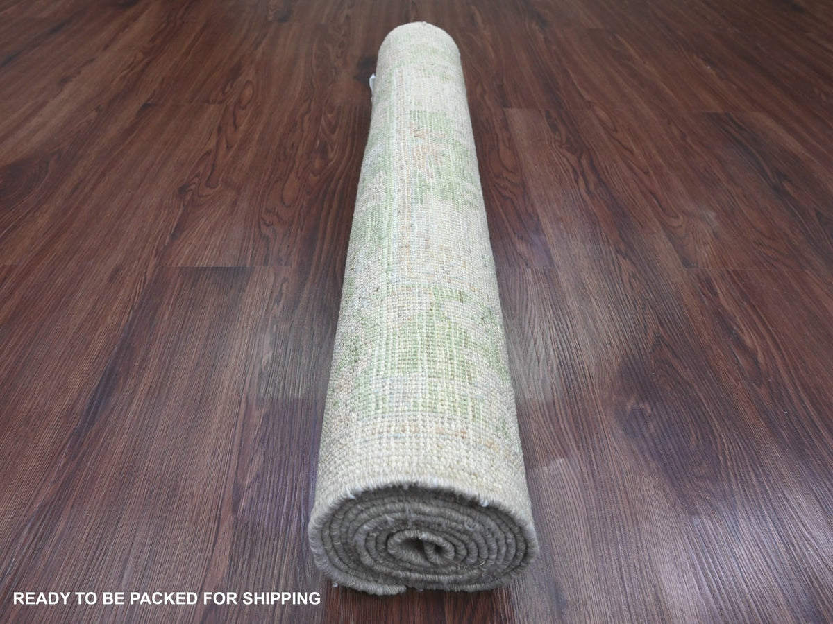 Oushak Oushak hand-knotted wool runner in Ivory & Green, 2'8" x 7'11" — SKU O089958 (view 4)