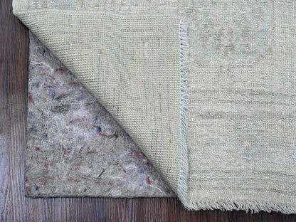 Grey 2'8" x 9'7" Oushak And Peshawar Hand knotted Wool Rug - Sku: O089964