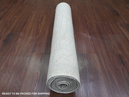Grey 2'8" x 9'7" Oushak And Peshawar Hand knotted Wool Rug - Sku: O089964