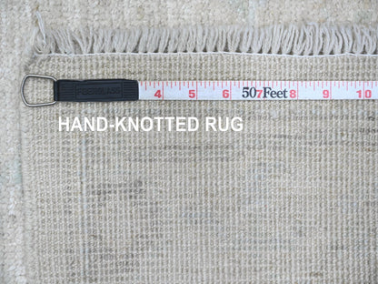 Grey 2'8" x 9'7" Oushak And Peshawar Hand knotted Wool Rug - Sku: O089964