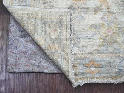 Ivory 2'9" x 9'5" Oushak And Peshawar Hand knotted Wool Rug - Sku: O089969