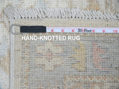 Ivory 2'9" x 9'5" Oushak And Peshawar Hand knotted Wool Rug - Sku: O089969