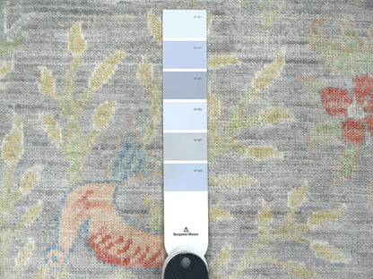 Peshawar Oushak hand-knotted wool runner in Gray, 3'11" x 15'9" — SKU O089977 (view 3)