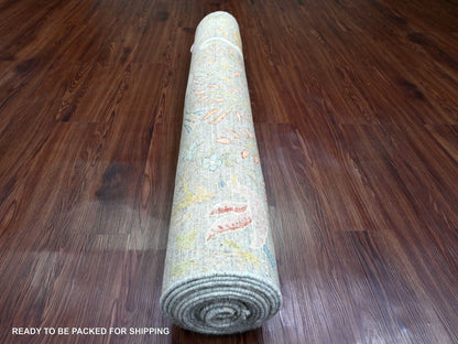 Peshawar Oushak hand-knotted wool runner in Gray, 3'11" x 15'9" — SKU O089977 (view 4)