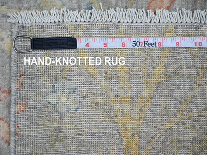 Peshawar Oushak hand-knotted wool runner in Gray, 3'11" x 15'9" — SKU O089977 (view 6)