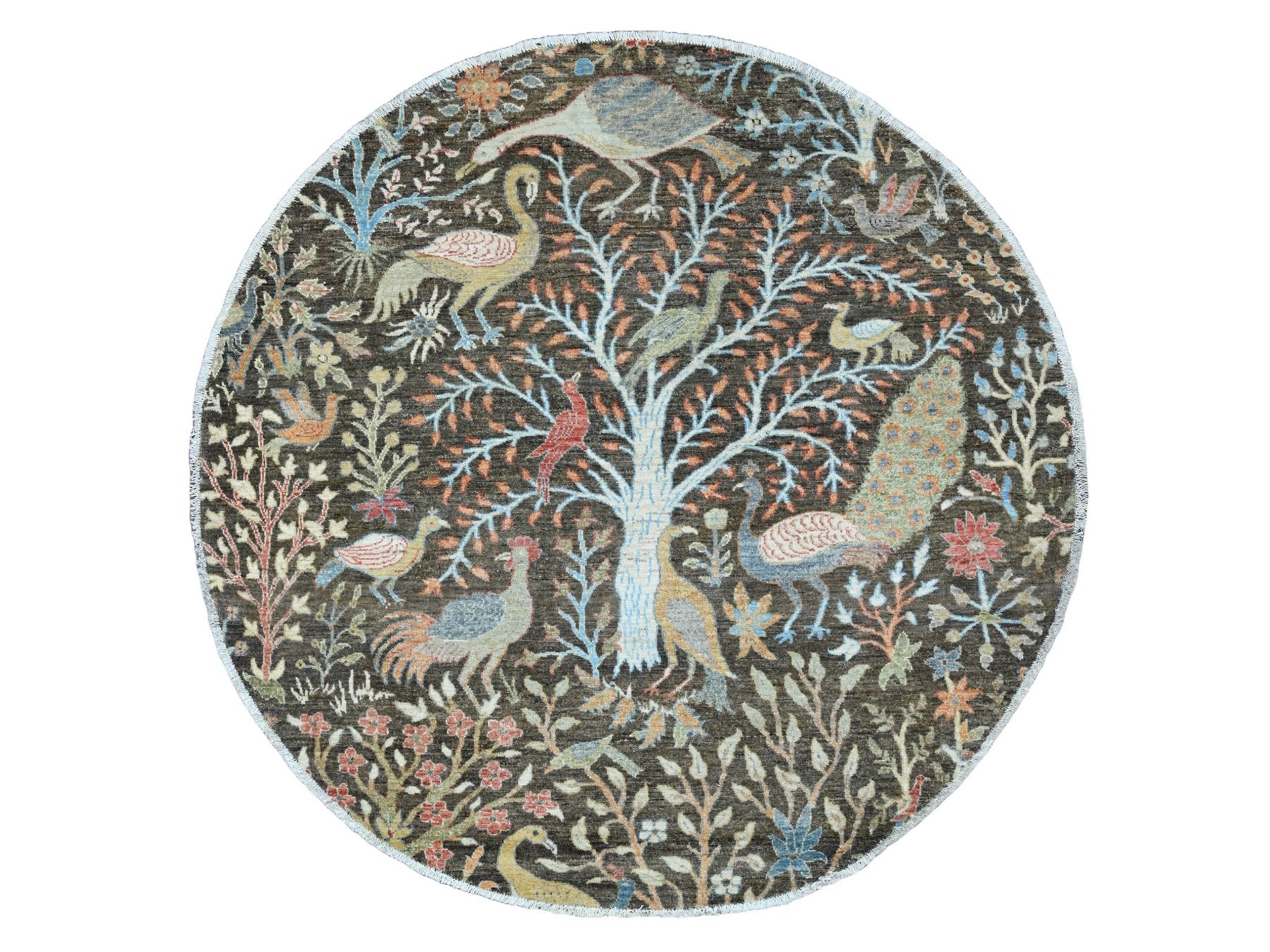 Peshawar Oushak hand-knotted wool rug in Gray, 6' x 6' — SKU O089982